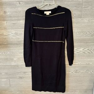 Michael Kors Black Knit Sweater Dress Gold Chain Detail Size Petite